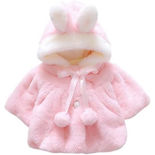 Happy Cherry Baby Girls Fur Warm Coat Cloak Overcoat Hoodies Cute Outdoor Suit