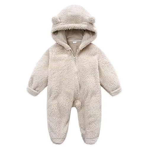 UVIPC Newborn Baby Bear Fleece Outfit Footie Jumpsuit Winter Romper Snowsuit outfit Bear Suit Warm Hooded Outfits