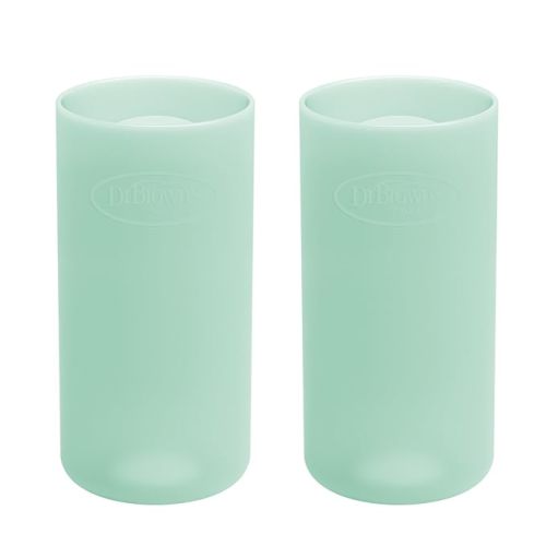 Dr. Brown's Options+ Narrow Glass Bottle Sleeves, 100% Silicone, Mint, BPA-Free, 8 oz, 2-Pack