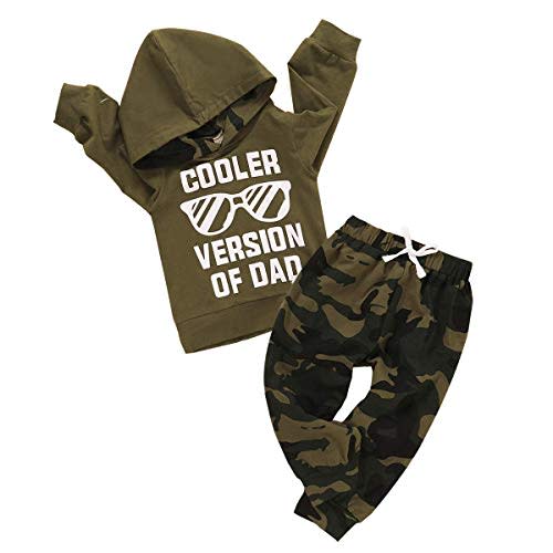 ZOEREA Toddler Baby Boys Clothes Letter Printed Hoodie Sweatshirt Tops+Camouflage Long Pants 2PCS Outfits Set