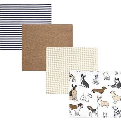 Hudson Baby Unisex Baby Cotton Flannel Receiving Blankets, Handsome Dogs, One Size