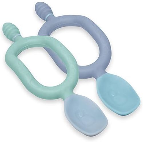 Bibado Dippit- Baby Led Weaning Spoon, BPA Free Baby Spoons Self Feeding 6 months & Up, 2 Handed Baby Spoon with Loop Handle, Use as Toddler & Baby Training Spoon, Baby Led Weaning Supplies, 2 Pack