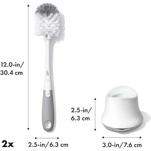 OXO Tot Bottle Brush with Nipple Cleaner and Stand – Gray, 2-Pack - Gray 2-pack - 2 Count (Pack of 1)
