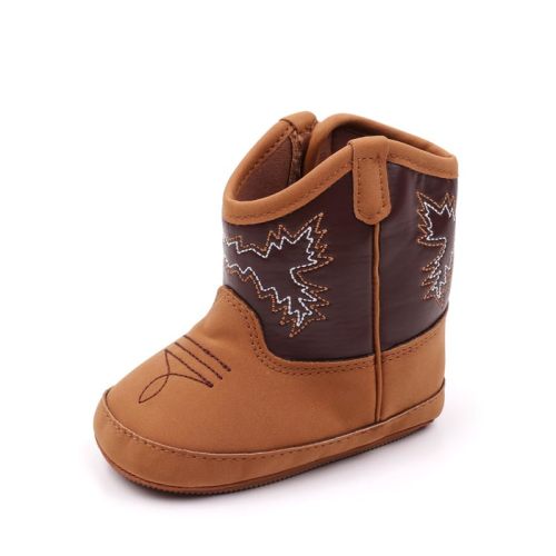 Kuner Baby Cowboy Boots Western Boots Toddler Cowboy Bootie Soft Sole Non-Slip Crib Shoes for Infant Boys Girls0-18 Months