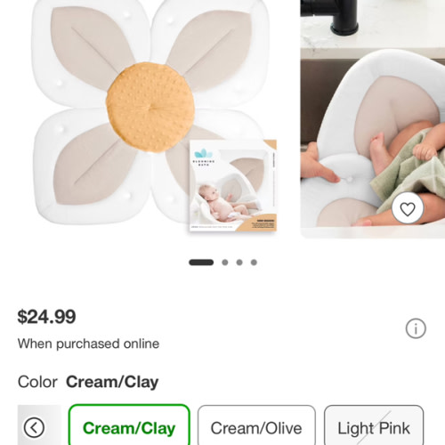 Blooming Bath Lotus Baby Bath Cushion - Cream/clay