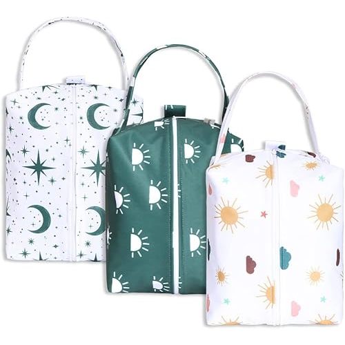 Lmbabter Wet Dry Bag 3PCS Diaper Organizer Bag Nappy Pouch Water- resistan Diaper Pod for Diaper Bag,Gym Bag,Travel Bag