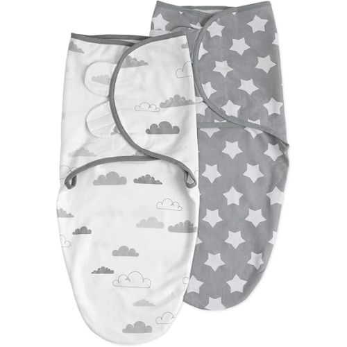 Soarwg Kids Baby Swaddle, Organic Baby Swaddles 0-3 Months, Swaddle Blanket, Swaddle Sack, Adjustable Newborn Infant Swaddle for Boy and Girls, Standard 100 by Oeko-TEX, Gray 2 Pack Small