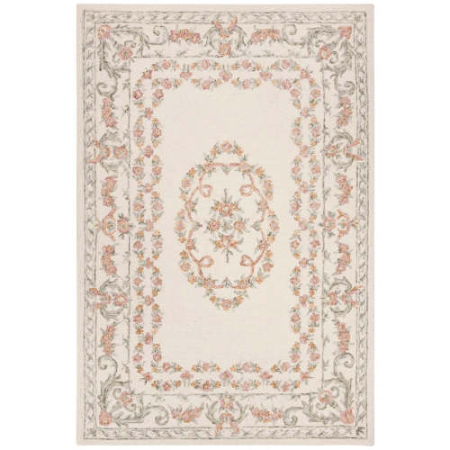 Aubusson Hand Tufted Wool Rug - Elegant Rectangle Design, Luxurious Softness, Indian Craftsmanship