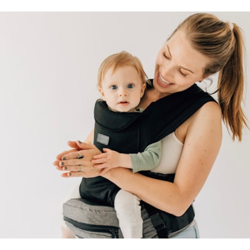 Tushbaby The Original Safety-Certified Hip Carrier for Babies & Toddlers: Machine Washable Child Waist Seat with Pocket Storage, As Seen on Shark Tank (23”-44” Waist, 0-3 yrs up to 45lbs) – Grey