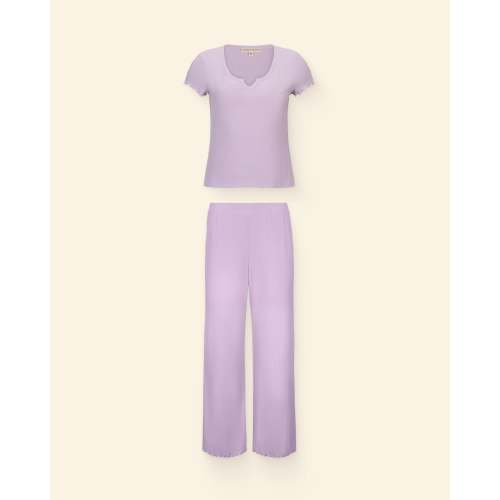 Ribbed Modal Tee & Pant Set | Lavender - Kindred Bravely