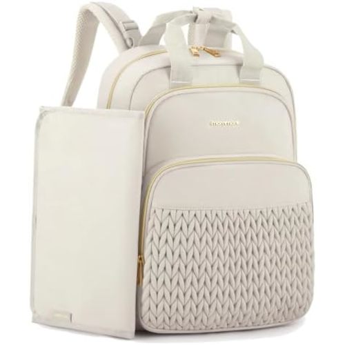 mommore Diaper Bag Small Diaper Backpack Stylish Baby Travel Backpacks with Insulated Pockets, Changing Pad, Stroller Straps