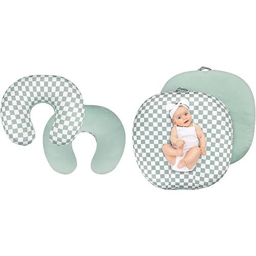 Nursing Pillow Cover and Newborn Lounger Cover, Baby Lounger Cover, Green Checkered (Lounger Not Include)