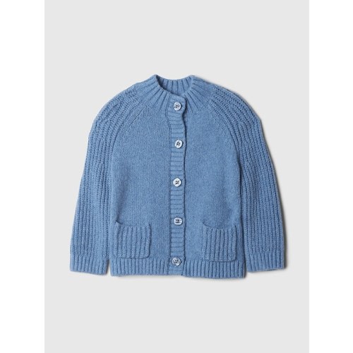 Baby CashSoft Shaker-Stitch Mockneck Cardigan