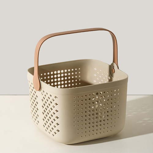 Hands Free Bath Basket, Plastic Square Drainage, Portable Toiletries Storage Caddy for Shower Organization, Bathroom Shelves, 1, White, by FAJHHA