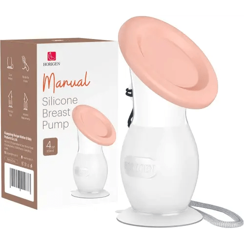 Manual Breast Pump for Breastmilk, 4 Ounce BPA-Free & Food Grade, Portable Leak-Proof Lid & Suction Base Silicone Wearable Hand Pump Collectors for Expressing Milk, Home, Work, Travel