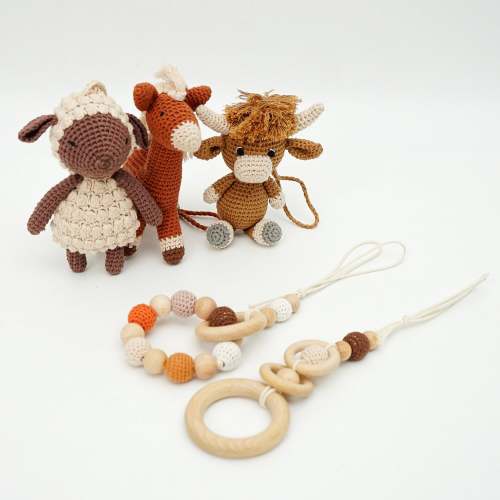 Handmade Crochet Toys for Baby Gym: Farm House Friends