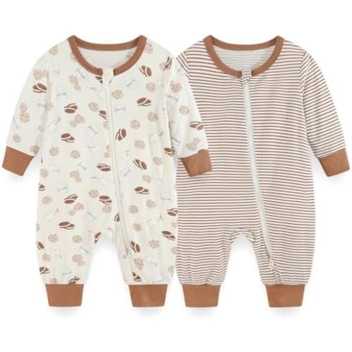 Unisex Rayon Made from Bamboo Zipper Baby Boy Girl Rompers 2 Pcak Long Sleeve Infants Jumpsuits New Born Clothes