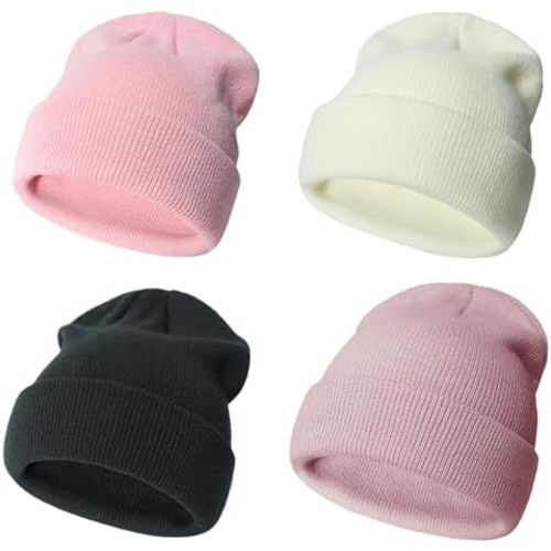 Urban Virgin 4 Packs Toddler Girls Winter Hats Infant Boys Beanie Soft Baby Caps Beanies Kids Knit Winter Hats