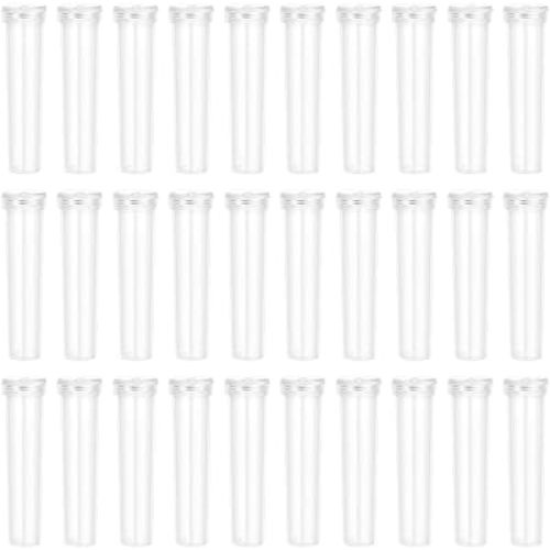 Vials for Flower Arrangements 2.8 Inch Floral Water Tubes Plastic Floral Vials with Caps (Clear, 30 Pack)