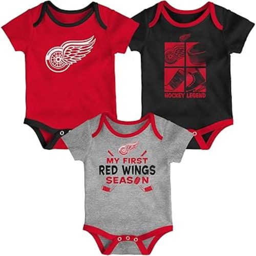 Outerstuff Newborn Detroit Red Wings Game Time 3-Piece Creeper Set - Size Newborn