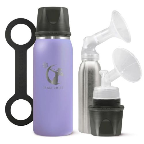 CERES CHILL OG Breast Milk Chiller – Up to 20-Hour Cooling – Pump-Direct Compatible – Stainless Steel, 27 oz, Lavender