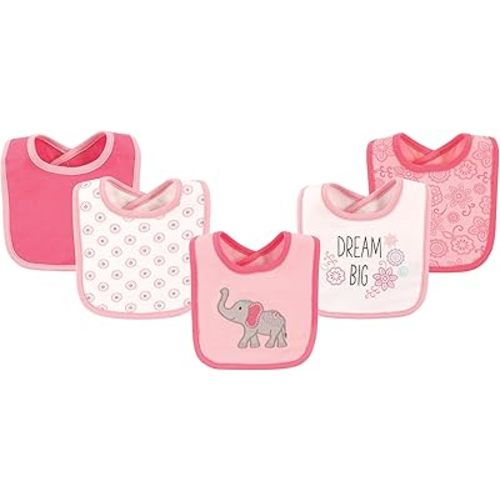Hudson Baby Unisex Baby Cotton Bibs, Elephant, One Size