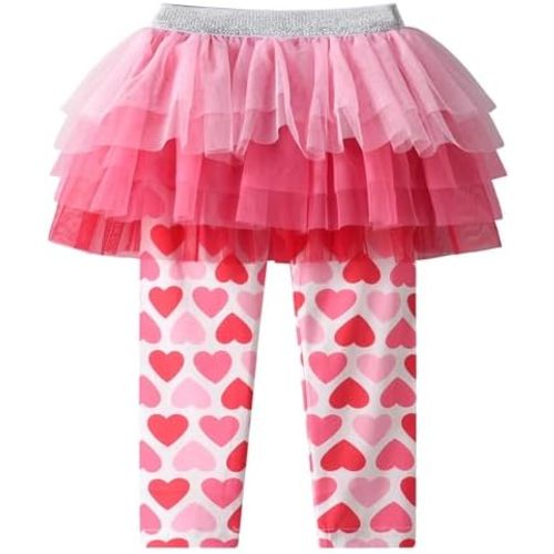 DXTON Kid Girls Leggings with Skirt Toddler Girl Printed Tutu Skirt Pant Birthday Party 3-12 Years