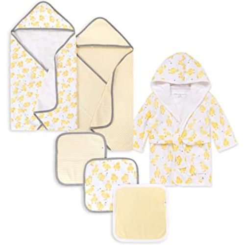 Burt's Bees Baby Bath Bundle- Hooded Towel, Washcloths & Robe Gift Set, 100% Organic Cotton