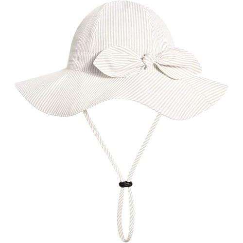 Baby Girl Sun Hat with UPF 50+ Outdoor Adjustable Beach Hat with Wide Brim Bucket Hats