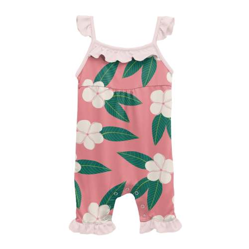 Print Wing Romper in Strawberry Plumeria