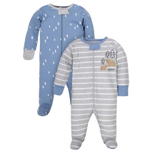 Wonder Nation Baby Neutral Zip Up Sleep N Play Footed Pajamas, 2-Pack, Sizes Newborn - 6/9 Months