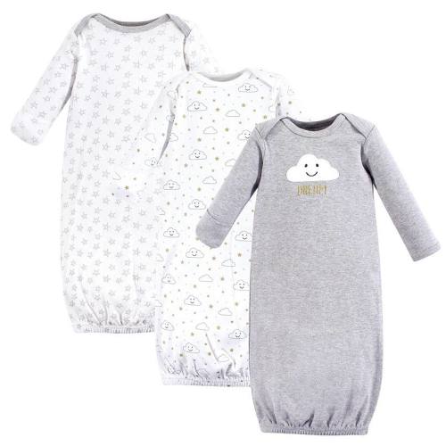 Hudson Baby Infant Cotton Long-Sleeve Gowns 3pk