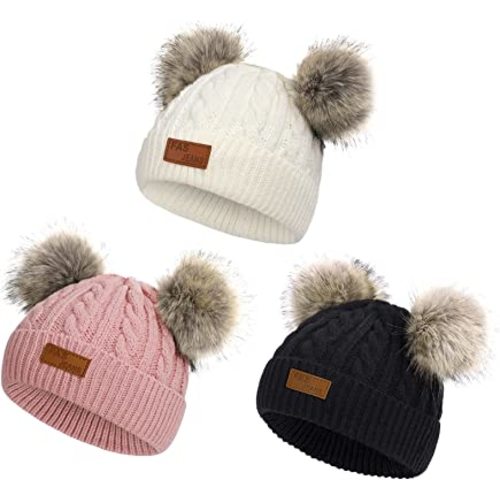 Century Star Baby Girl Hats Winter Cute Baby Beanie for Girls Boys Knit Baby Hats Warm Infant Toddler Beanie Pom Pom Cap