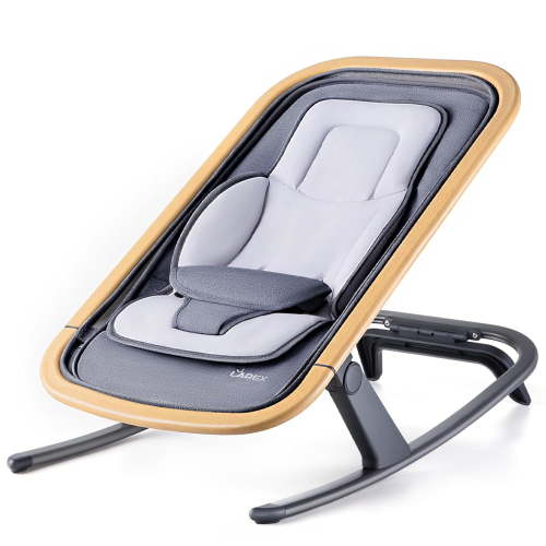 LAREX Baby Bouncer, Portable Bouncer Seat for Babies Newborn Bouncer Seat with 3-Point Harness, Ergonomic Design Baby Rocker Infants Bouncy Seat with Mesh Fabric Wood Grain