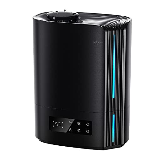 BREEZOME 6L Humidifiers for Bedroom Large Room & Essential Oil Diffuser, Ultrasonic Top Fill Cool Mist Humidifiers for Baby, Plants, Nursery Last up to 60 Hours, Smart Humidistat Control, Quiet, Black