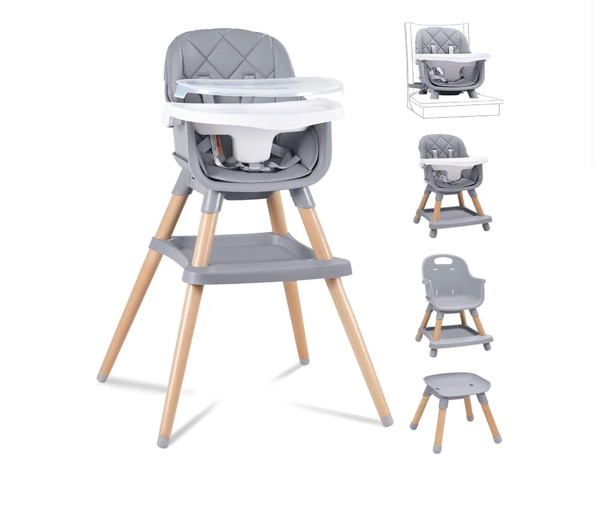 Amazon.com : Babyliebe Baby High Chair, 8 in 1 Convertible Wooden High Chair for Babies and Toddlers, Converts to Booster Seat, Toddler Chair & Stool, with Removable Double Tray, Adjustable Legs & Footrest (Green) : Baby