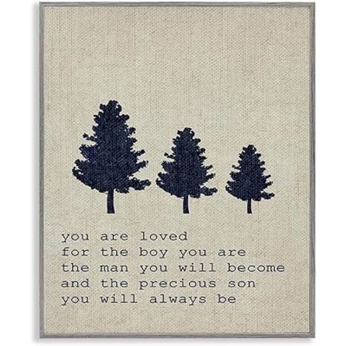 Stupell Industries You are Loved Son Trees Grey Framed Wall Art, 11x14, Design by Artist Daphne Poselli