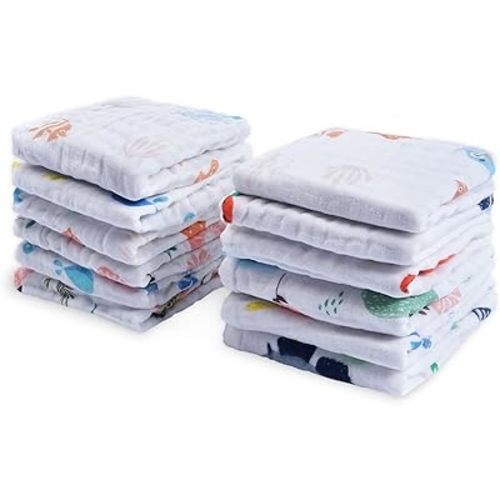 Viviland Baby Washcloths Muslin Washcloths 12-Pack 12 X 12 inches