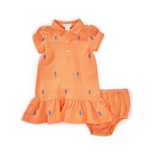 Ralph Lauren Baby Girls 3-24 Months Short-Sleeve Polo Pony Drop-Waist Mesh Dress