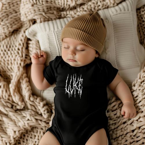 Custom Heavy Metal Baby Bodysuit, Death Metal Onsie, Personalized Baby Onsie, Goth Baby Clothing, Heavy Metal Gift, Different Sizes