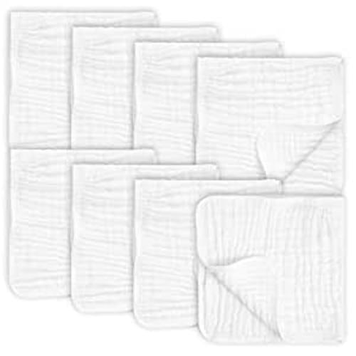 Amazon.com: 8 Pack Muslin Burp Cloths Large 20" by 10" 100% Cotton, Hand Wash Cloth 6 Layers Extra Absorbent and Soft : Baby