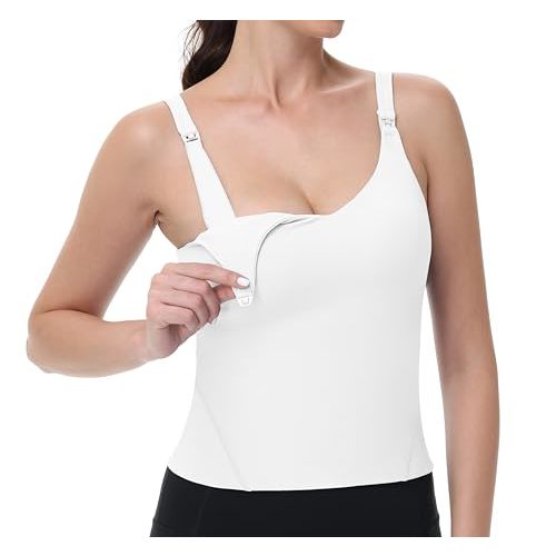 V VOCNI Nursing Tank Tops for Breastfeeding Workout Crop Top Longline Nursing Sport Bra Maternity Bras for Pregnancy