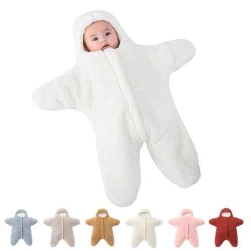 Baby Starfish Onesie, Cute Thick Fleece Wearable Soft Newborn Baby Infant Warm Swaddle Wrap Sleeping Sack