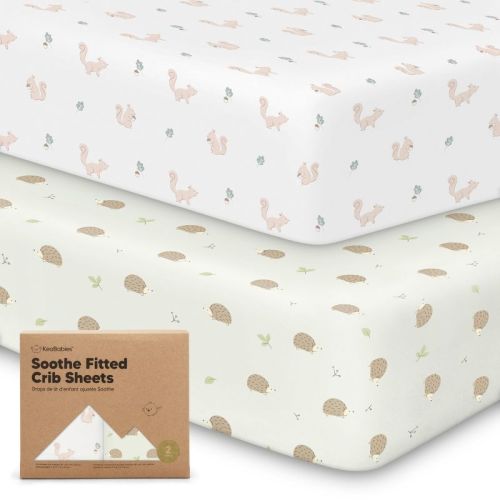 Keababies 2pk Soothe Fitted Crib Sheets Neutral, Organic Baby Crib Sheets, Fits Standard Nursery Baby Mattress (meadow)
