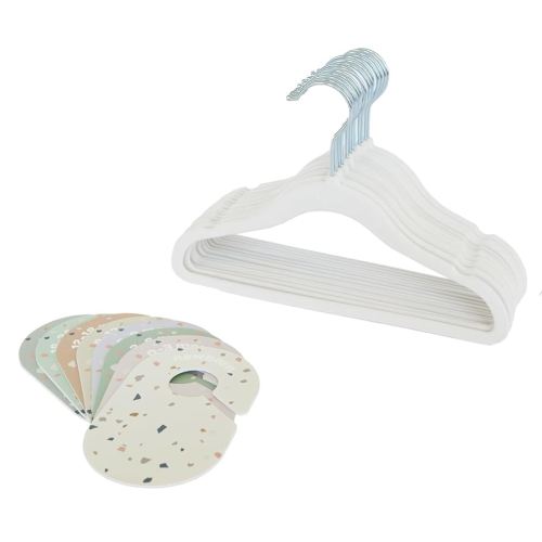 3 Sprouts Baby Closet Organizer Set - 15 Nursery Hangers with 8 Size Dividers, Closet Dividers for Baby Clothes and Clothes Organizer for Infant to Toddler Clothing - Cream Hangers & Terrazzo Dividers
