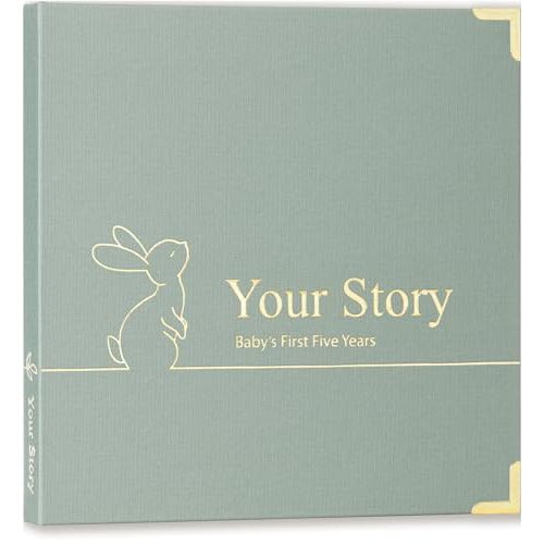 Baby Book Keepsake Boy or Girl Timeless Baby Memory Book First 5 Years for Baby Shower Gender Neutral Baby Scrapbook New Mom Gift Baby Journal from Birth to Age 5 Milestone Book Sage Green