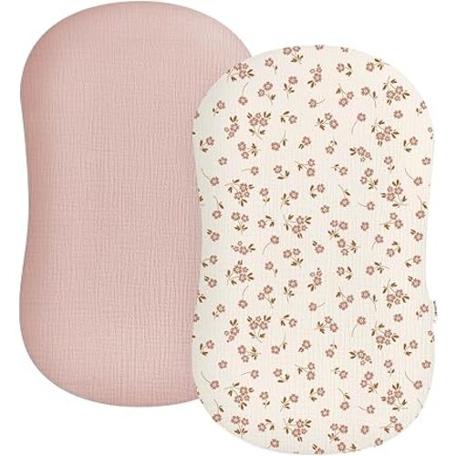 Muslin Baby Lounger Cover 2 Pack, Soft Breathable Newborn Lounger Pillow Cover for Boys Girls Infant