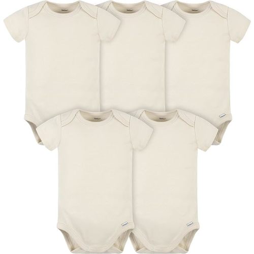 Gerber Unisex-Baby 5 Pack Onesies Multi-Packs Bundle Interlock 180 Gsm - 0-3 Months - Natural