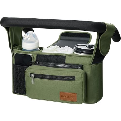Momcozy Universal Stroller Organizer with Insulated Cup Holder Detachable Phone Bag & Shoulder Strap, Fits for Stroller Like Uppababy, Baby Jogger, Britax, BOB, Umbrella and Pet Stroller