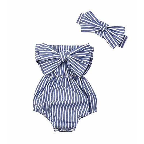 Newborn Baby Girls Romper Jumpsuit Infant Girl Summer Bodysuits Ribbed Short Sleeve One-Piece Headband